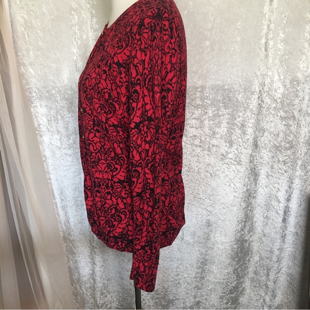 Basic Editions Button Down Cardigan In Red And Bl… - image 4